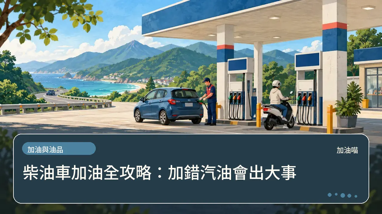 柴油車加油全攻略：加錯汽油會出大事主題插畫