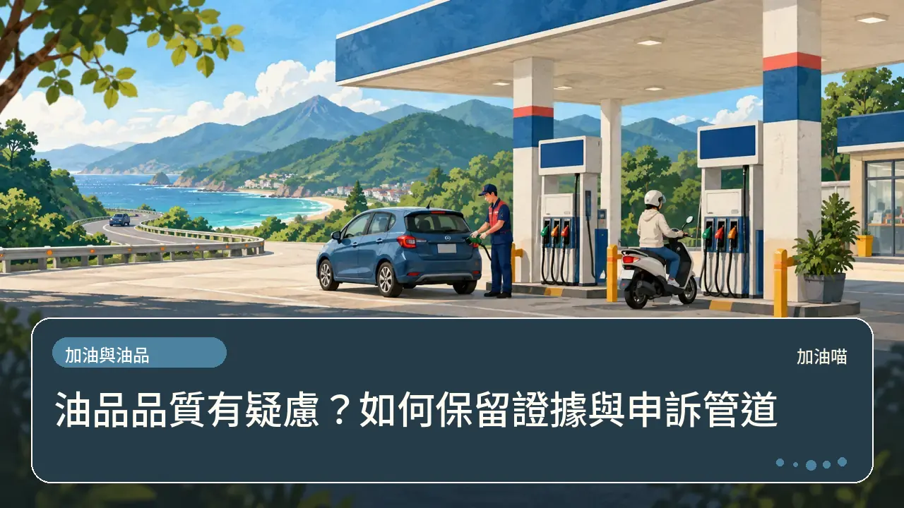 油品品質有疑慮？如何保留證據與申訴管道主題插畫