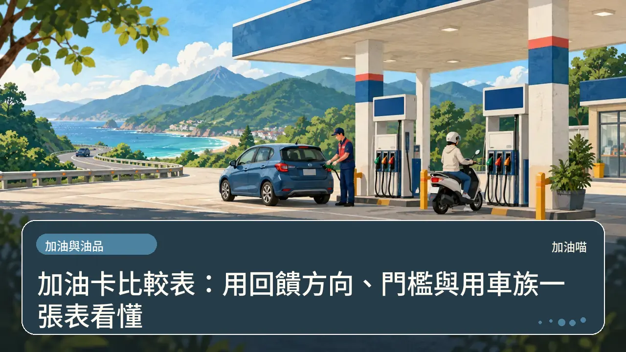 加油卡比較表：用回饋方向、門檻與用車族一張表看懂主題插畫