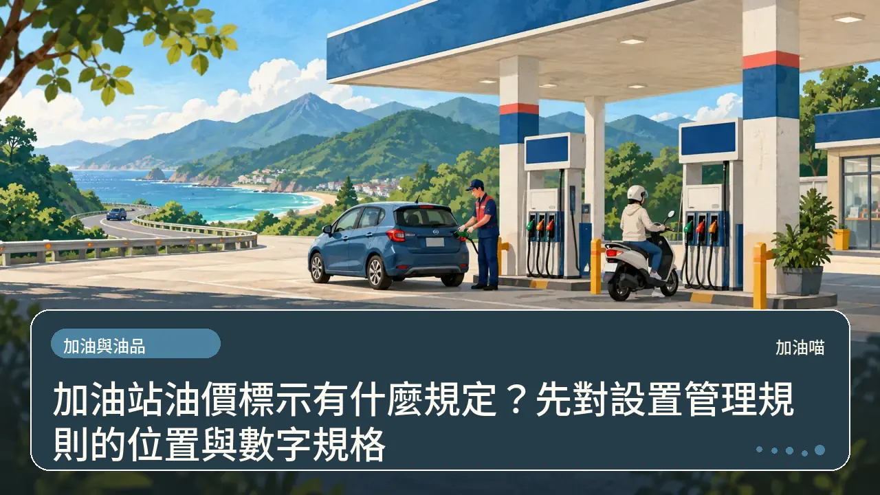 加油站油價標示有什麼規定?先對設置管理規則的位置與數字規格主題插畫