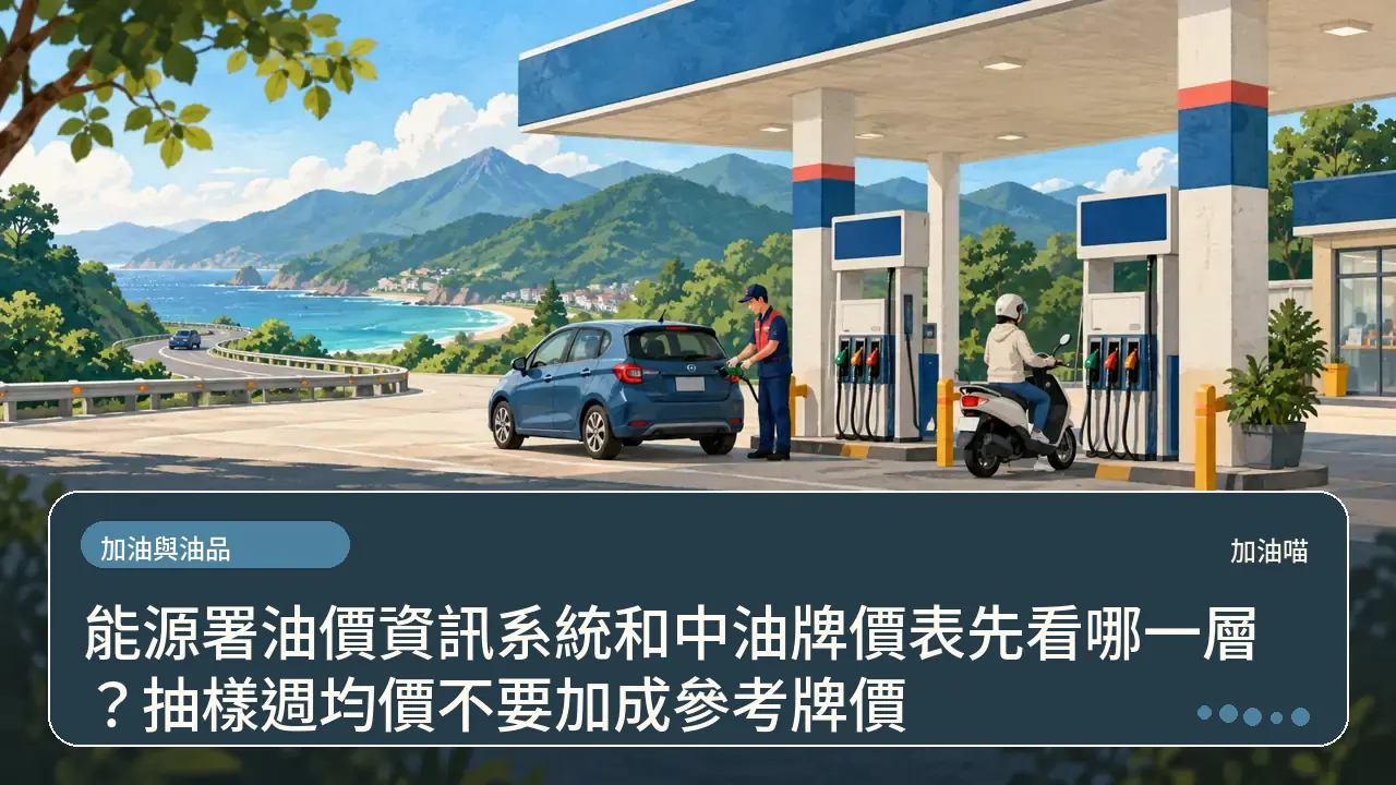 能源署油價資訊系統和中油牌價表先看哪一層?抽樣週均價不要加成參考牌價主題插畫