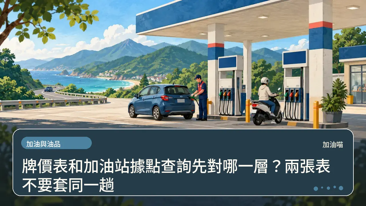 牌價表和加油站據點查詢先對哪一層?兩張表不要套同一趟主題插畫