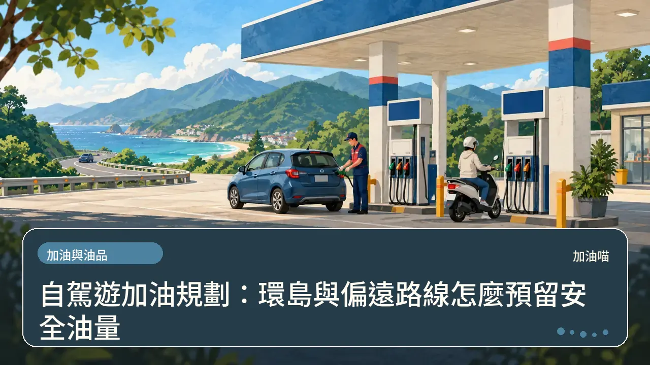 自駕遊加油規劃：環島與偏遠路線怎麼預留安全油量主題插畫