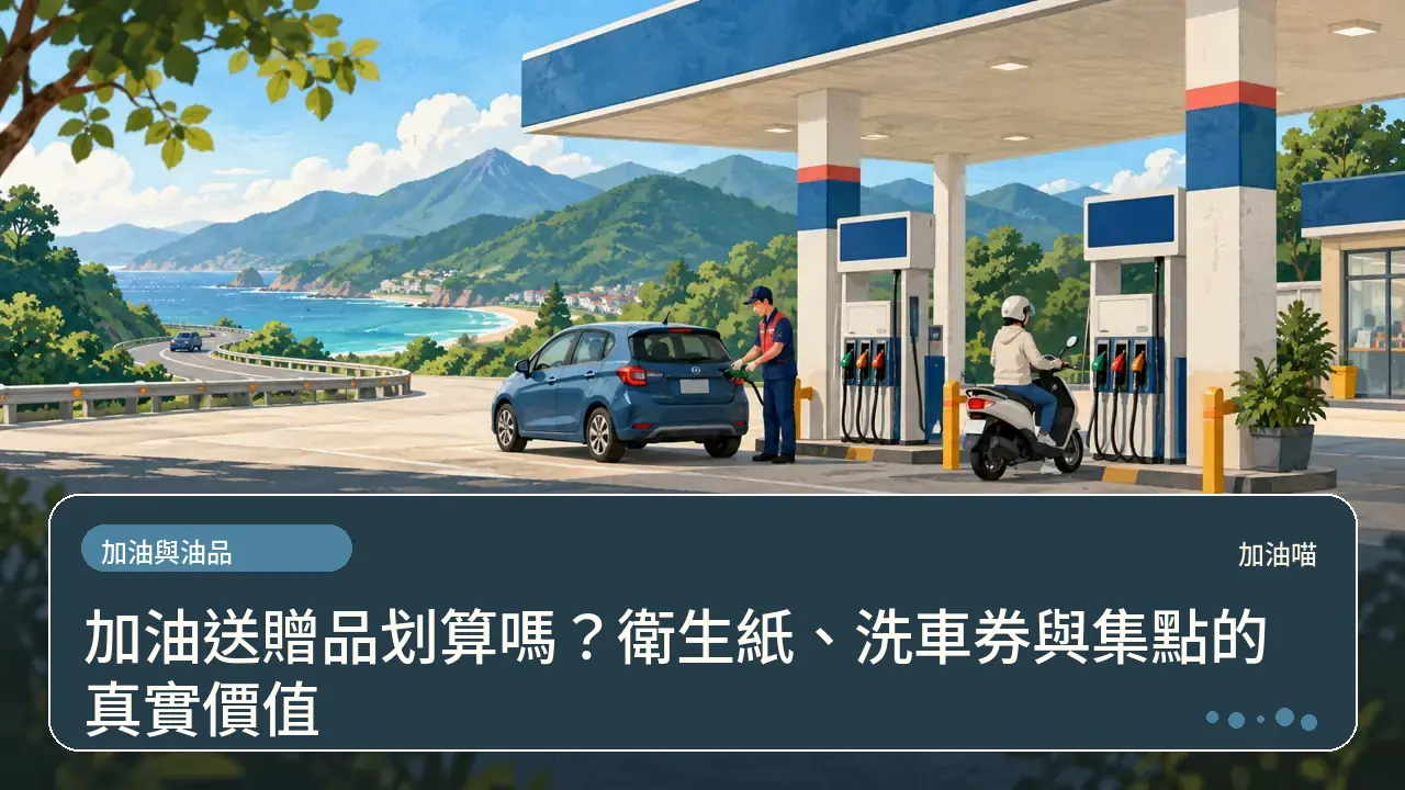 加油送贈品划算嗎？衛生紙、洗車券與集點的真實價值主題插畫