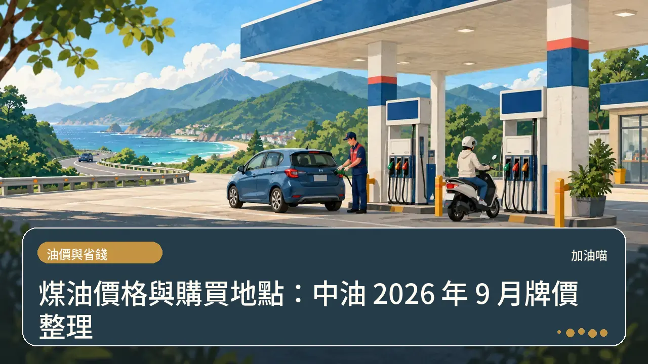 煤油價格與購買地點：中油 2026 年 9 月牌價整理主題插畫