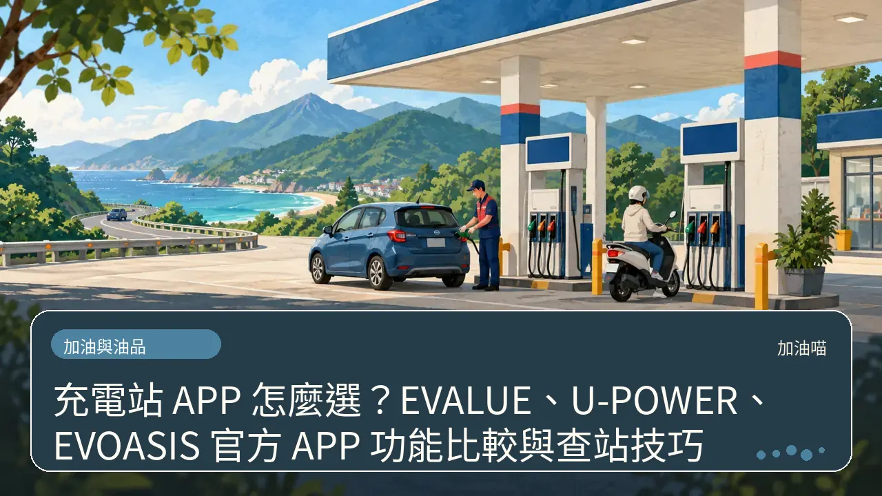充電站 APP 怎麼選？EVALUE、U-POWER、EVOASIS 官方 APP 功能比較與查站技巧