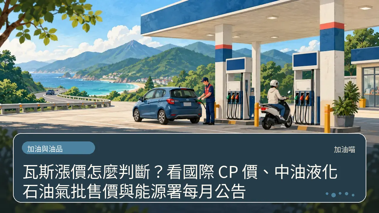 瓦斯漲價怎麼判斷？看國際 CP 價、中油液化石油氣批售價與能源署每月公告