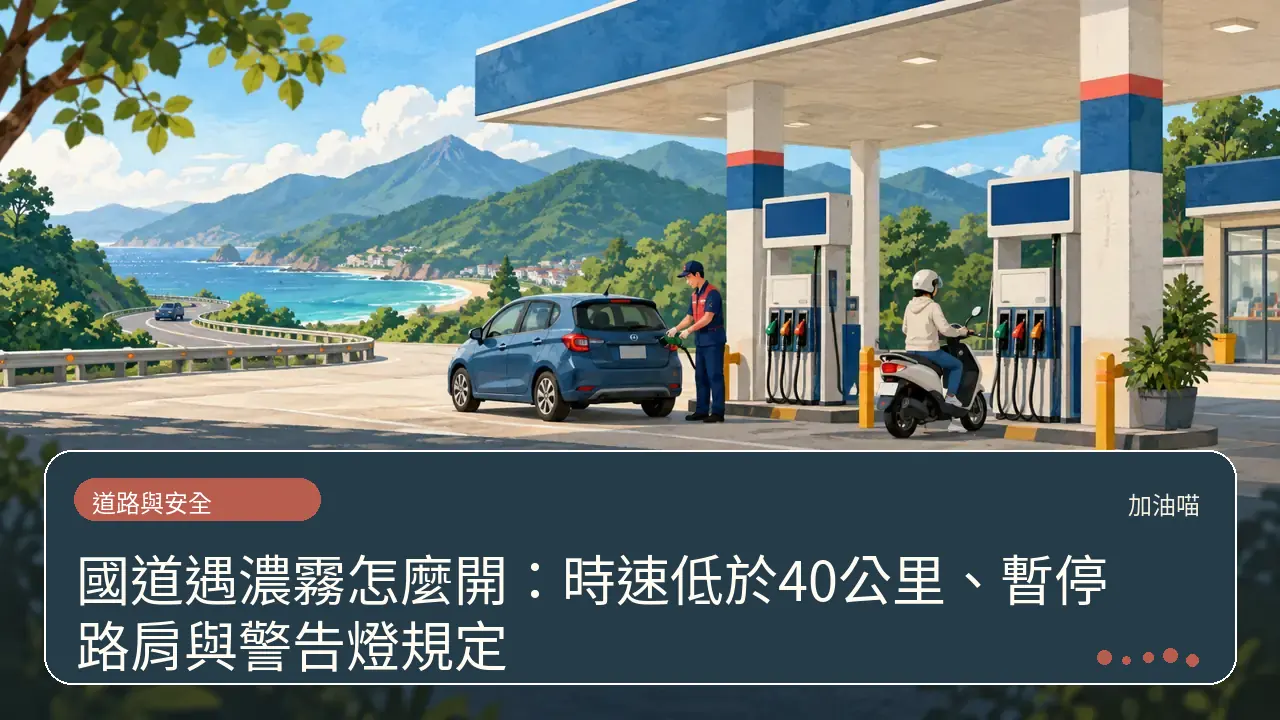 國道遇濃霧怎麼開：時速低於40公里、暫停路肩與警告燈規定