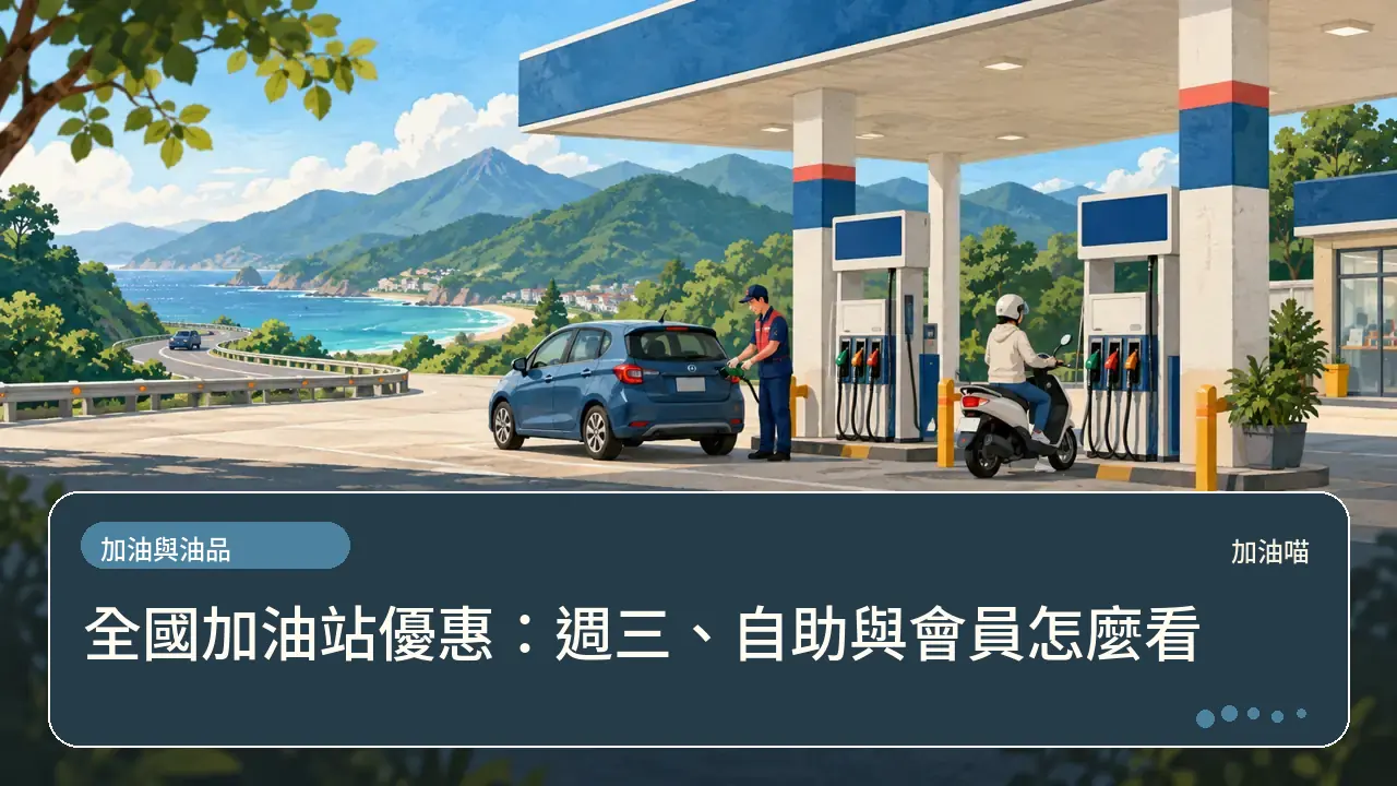 全國加油站優惠：週三、自助與會員怎麼看主題插畫