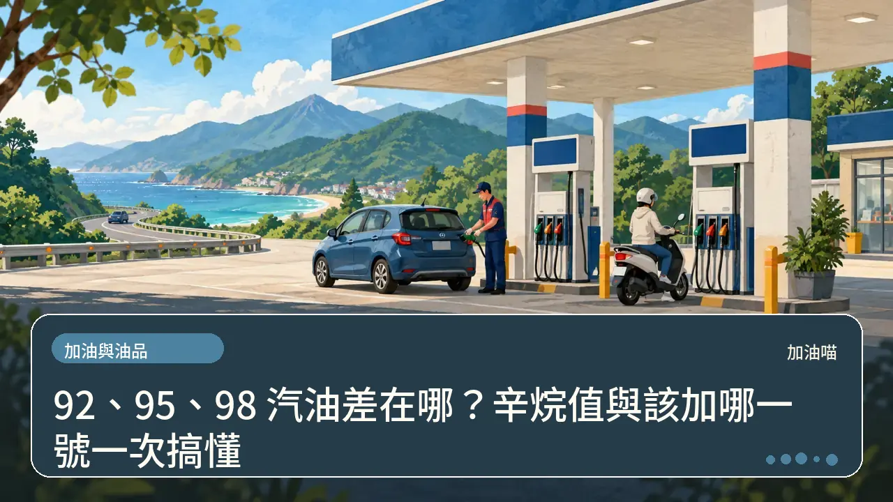92、95、98 汽油差在哪？辛烷值與該加哪一號一次搞懂主題插畫